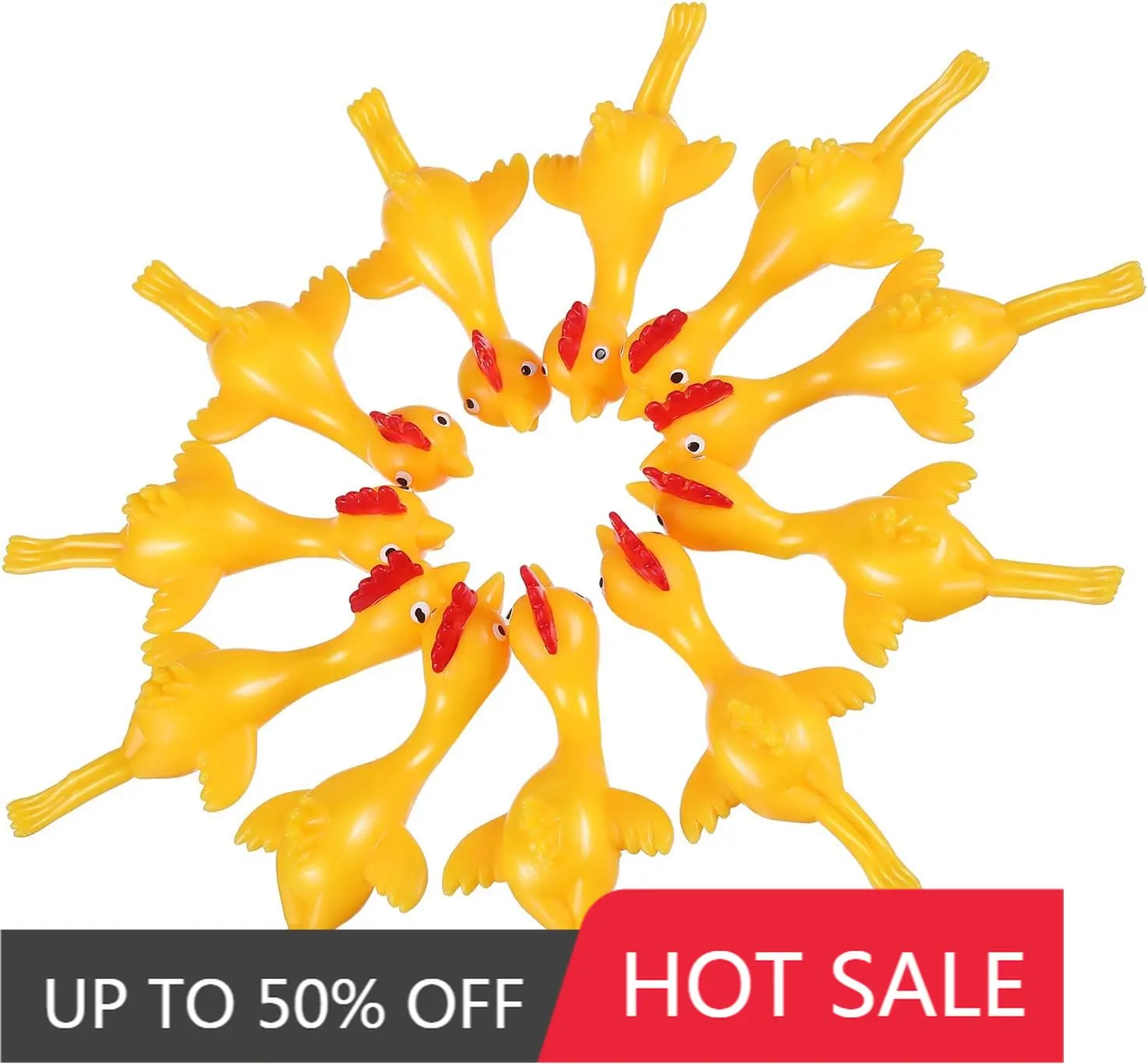 

16 Packs Ornament Slingshot Rubber Chicken Flick,the Bird Flying Fingers Stretchy Funny Christmas Party Gifts Toys Boys Girls