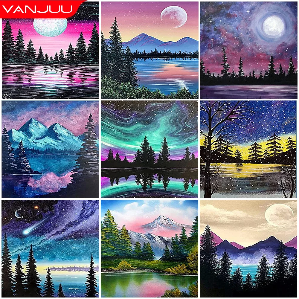 

5D Diamond Painting 30X30cm Landscape Full Diamond Embroidery Sunset Lake Rhinestone Cross Stitch Kit Handmade Gift Home Decor