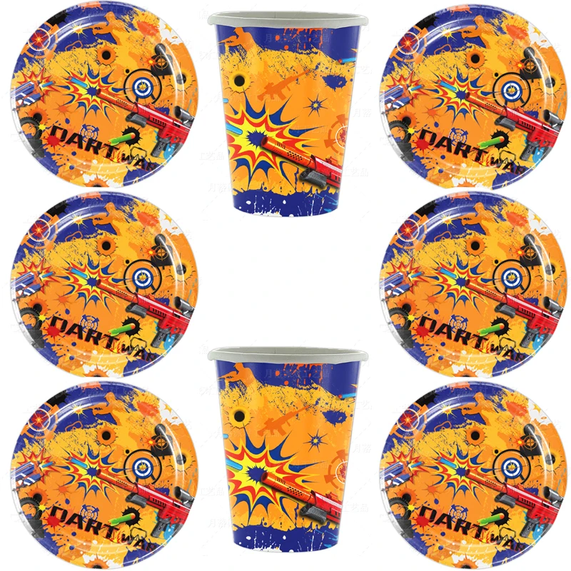 

Дротика, украшение на тему войны, детские чашки для душа, тарелки, Детские сувениры, тарелки, стеклянная зернивечерние Тия, набор одноразово...