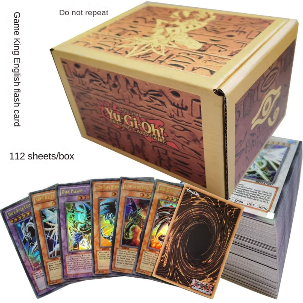 

112 PCS Yu-Gi-Oh Cards Anime Figure Dark Sorcerer Exodia Obelisk Slifer Ra Yugioh DM Collectible Rare Card Box Kids Toy Gift