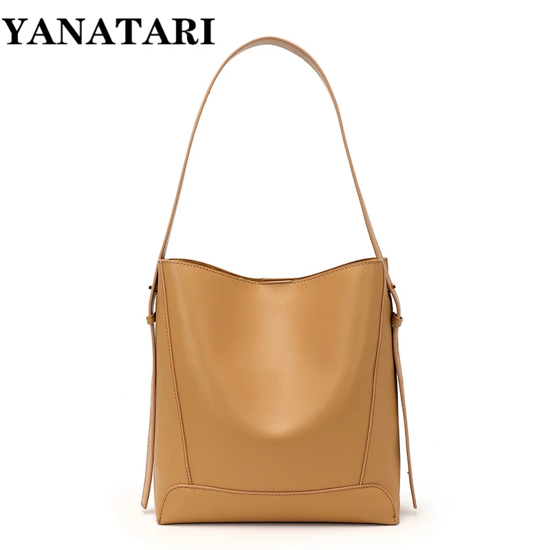 Soft  leather handbags for women large capacity Shopping shoulder tote bags elegant purse brown crossbody bucket bags wallet