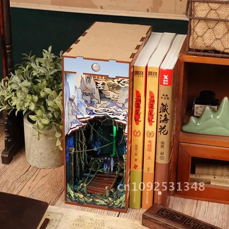 DIY книжный уголок вставка наборы полок деревянный миниатюрный строительный