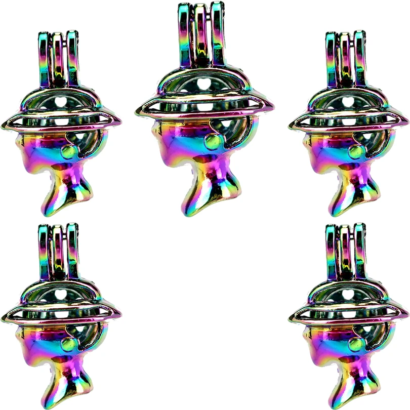 

10PCS Fine Character Avatar Charm Pearl Cage Locket Aromatherapy Diffuser Pendant For Gift Necklace Keychain DIY Jewelry Making
