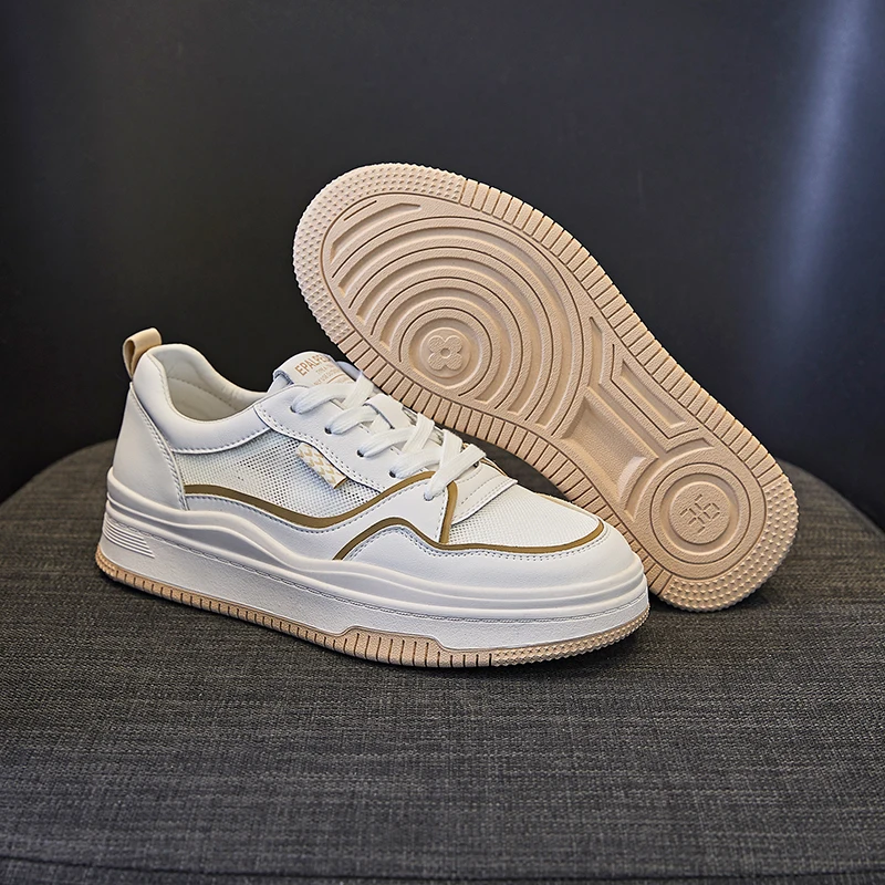 Platform Sports Shoes Girls Flats Tennis Female Casual Sneakers Women Trends 2023 Genuine Leather Comfortable White Running Shoe