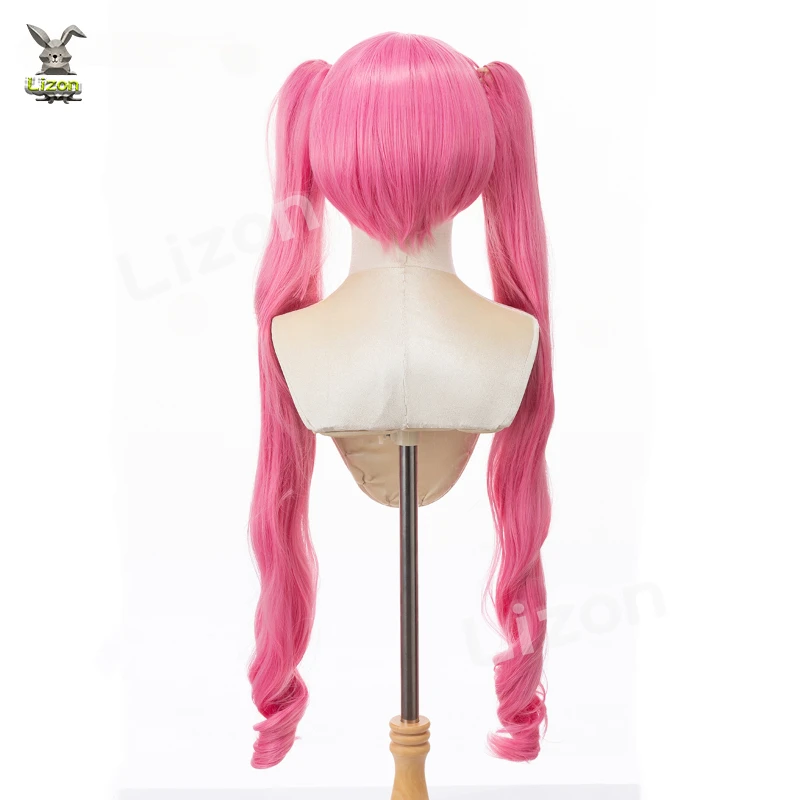 Парик для косплея Perona аниме длинные розовые завитки с хвостиками термостойкие
