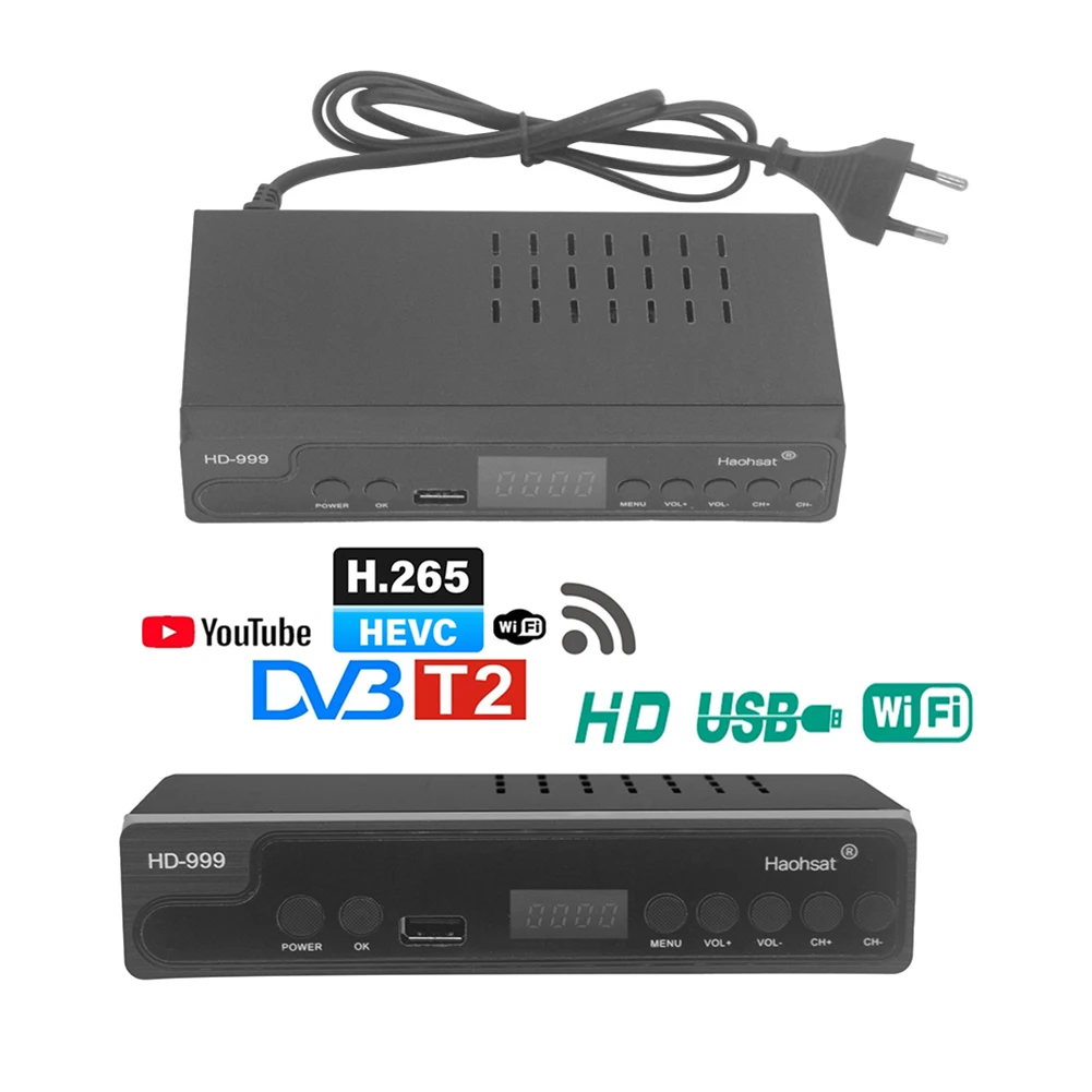 

НОВЫЙ T2HD-999 Италия Россия Польша Регион Цифровой спутниковый ресивер TV Box WiFi Медиаплеер Set-Top Box Kit с пультом дистанционного управления