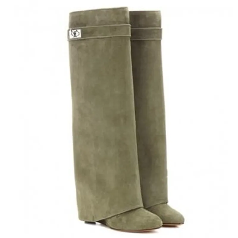 Brand Design Shark Lock Women Boots Sexy Thigh High Boots for Woman Motorcycle Botas Mujer Genuine Leather Platform Boots