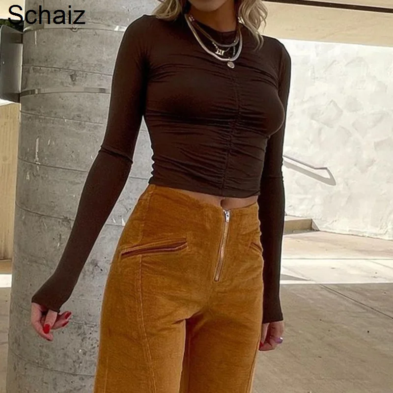 

Женский пуловер с круглым вырезом и длинным рукавом