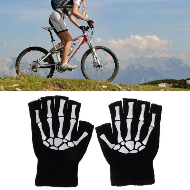 

Gloves Skull Claw Knitted Half Finger Soft Comfortable Hard-wearing Durable Ghost Claw Luminous Cycling Equipment