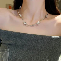 masa korea new design fashion irregular love heart geometry zircon pearl necklace for woman wedding party female choker masa72