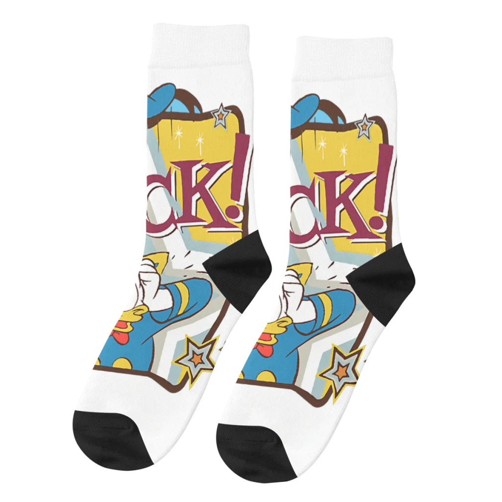 

Hip Hop Retro Funny Cute Crazy Men's Socks Disney Donald Duck Cartoon Unisex Harajuku Pattern Printed Crew Sock Boys Gift