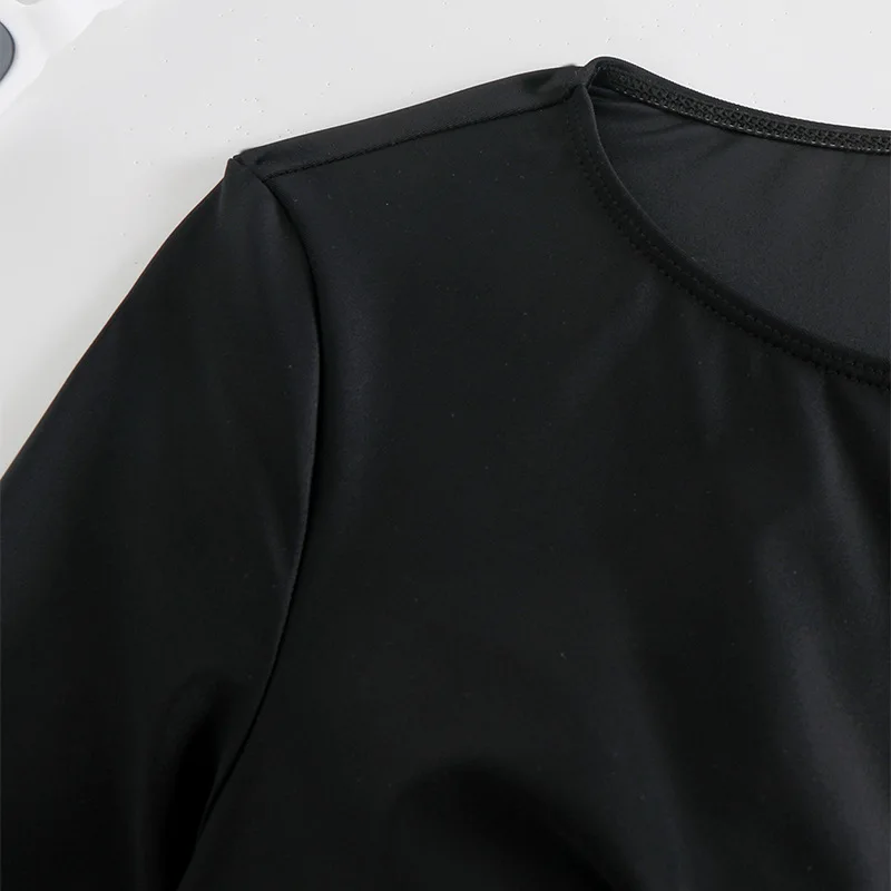 Комплект бикини с длинными рукавами и принтом купальник круглым вырезом из 2