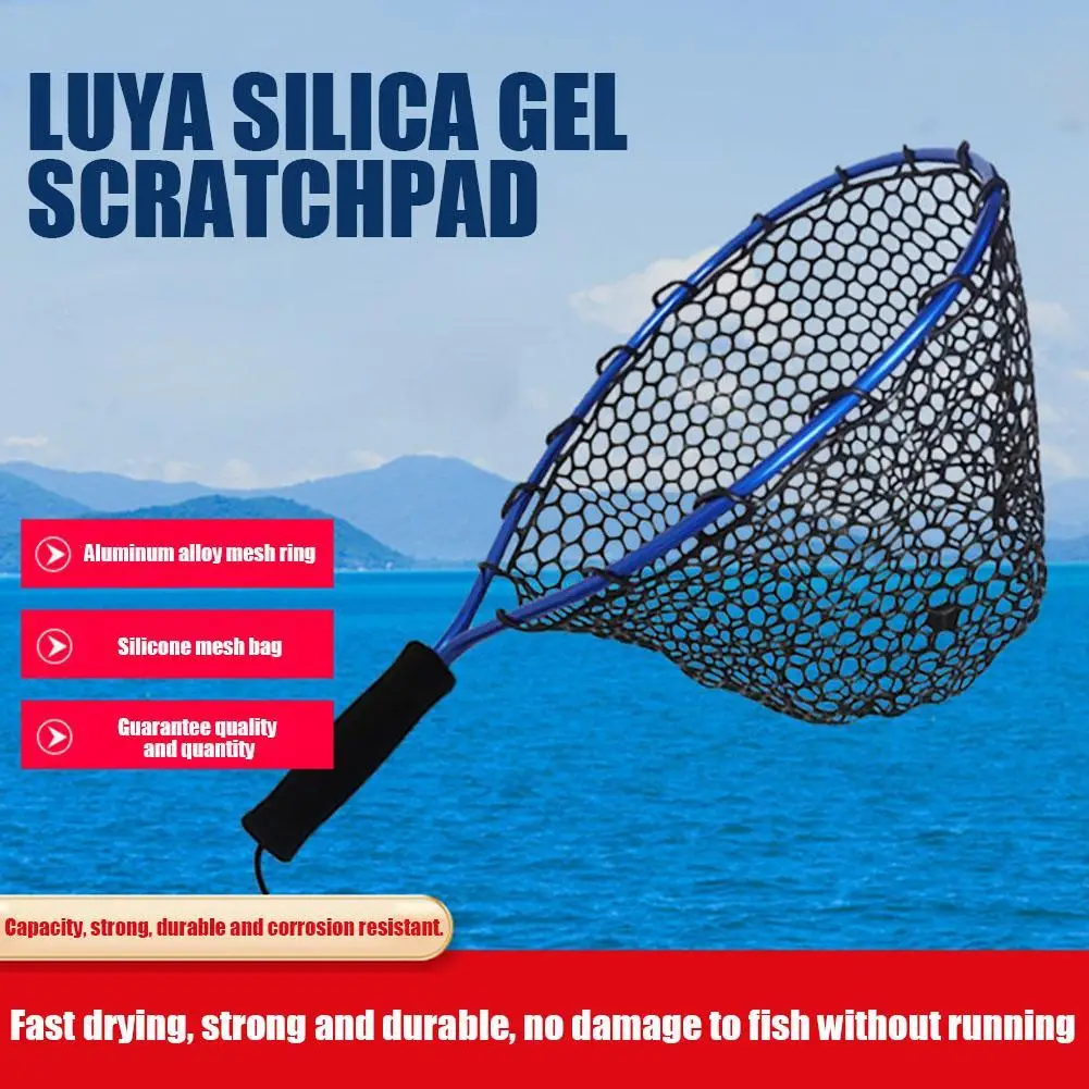 Купи Fishing Net Soft Silicone Fish Landing Net Aluminium Alloy Pole EVA Handle w Elastic Strap and Carabiner Fishing Nets Tools за 329 рублей в магазине AliExpress