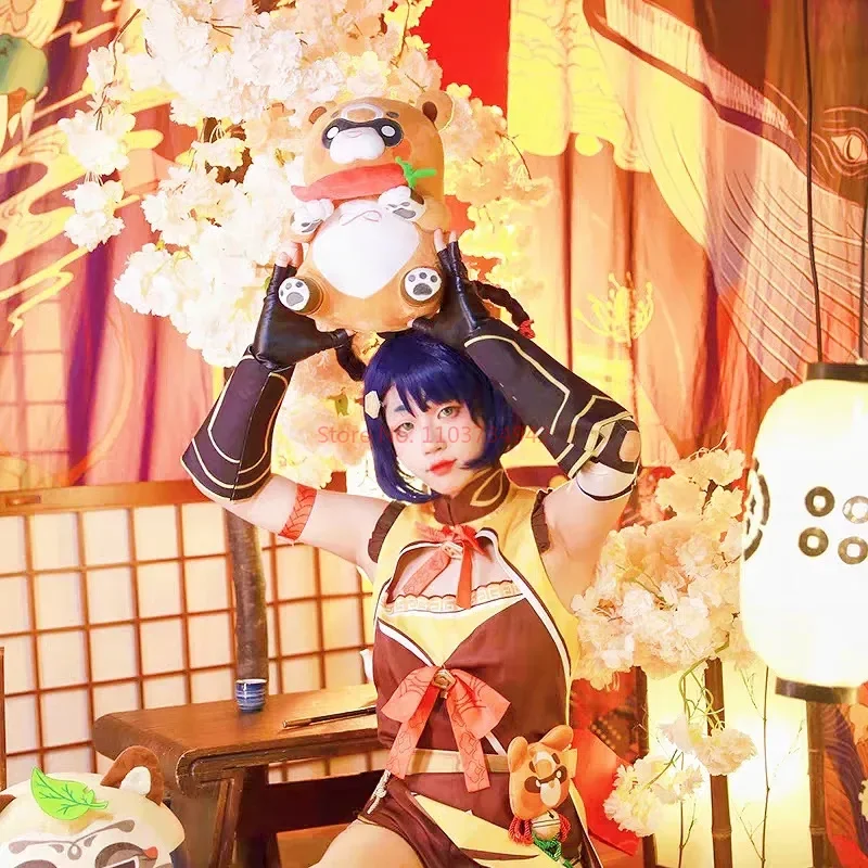 Аниме Genshin Impact Kawaii Плюшевые игрушки Xiangling Guoba Плюшевая Кукла мультфильм косплей