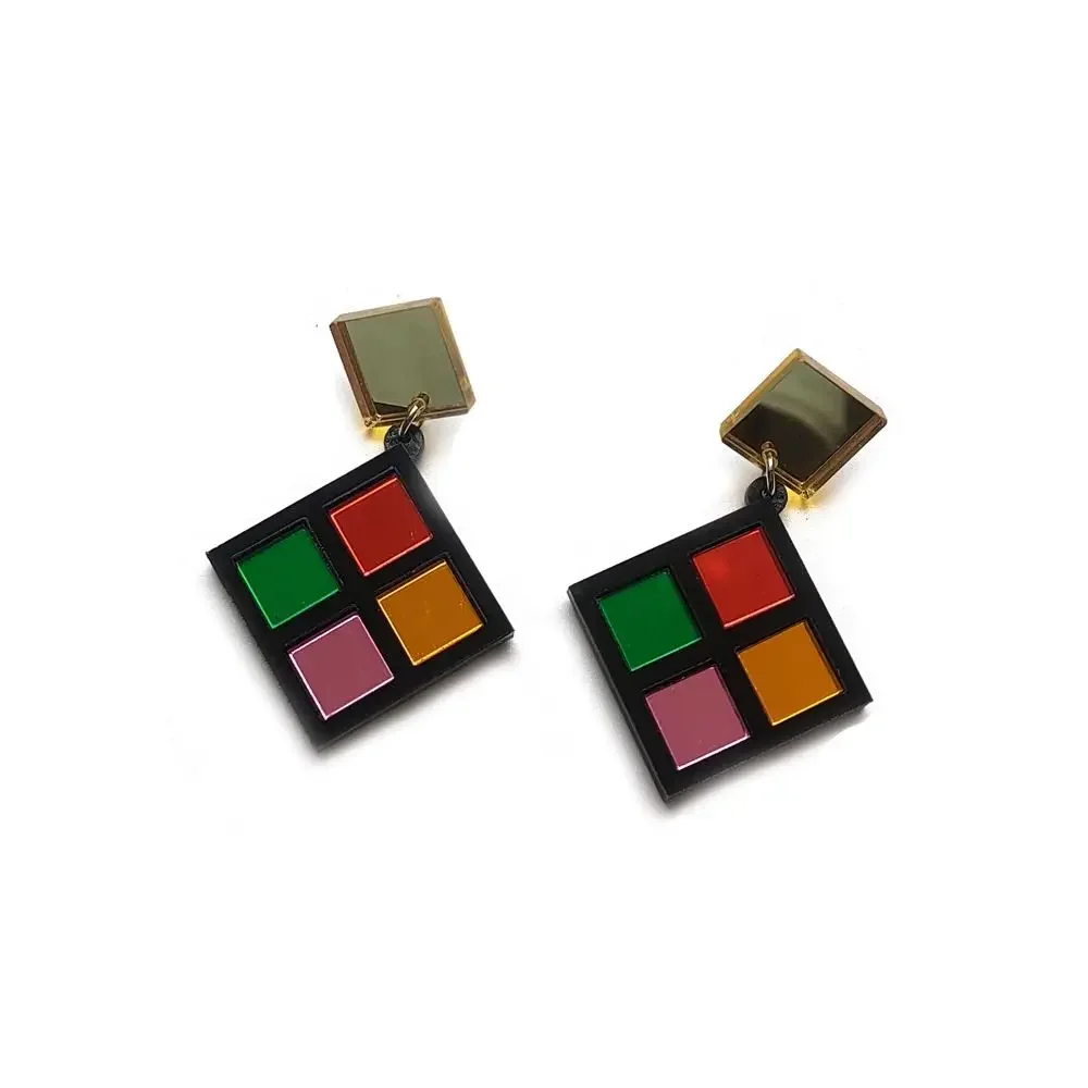 Популярные дизайнерские красочные акриловые серьги с геометрическим рисунком