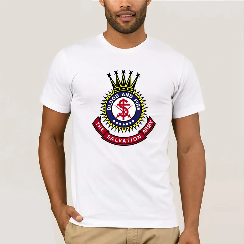 

The Salvation Army Amazing Quality 100% Cotton T Shirt Custom Made High Quality Comfortable Top T Shirt BLOOD AND FIRE Logo