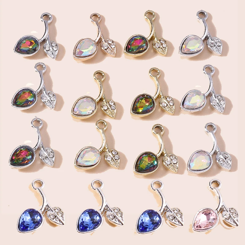 

Exquisite 10pcs Bright Silver Color Zircon Crystal Leaves Leaf Charms Pendants for Bracelets Earrings DIY Jewelry