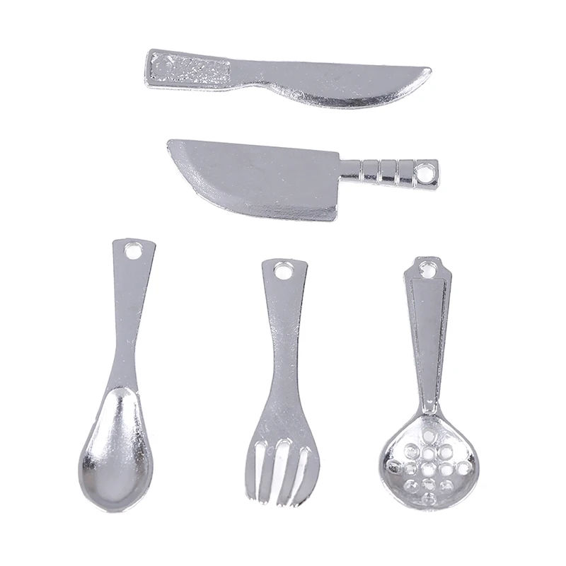 

5Pcs 1:12 Vintage Style Miniatures Tableware Fork Spoon Mini Dollhouse Mini Cutlery Knife Children Toys Doll House Decorate