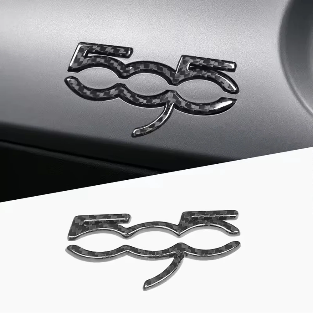 

Для Abarth 595 Fiat 500 2007-2024 настоящая жесткая сухая трехцветная наклейка из углеродного волокна LHD RHD значок приборной панели автомобиля преобразование отделка приборной панели