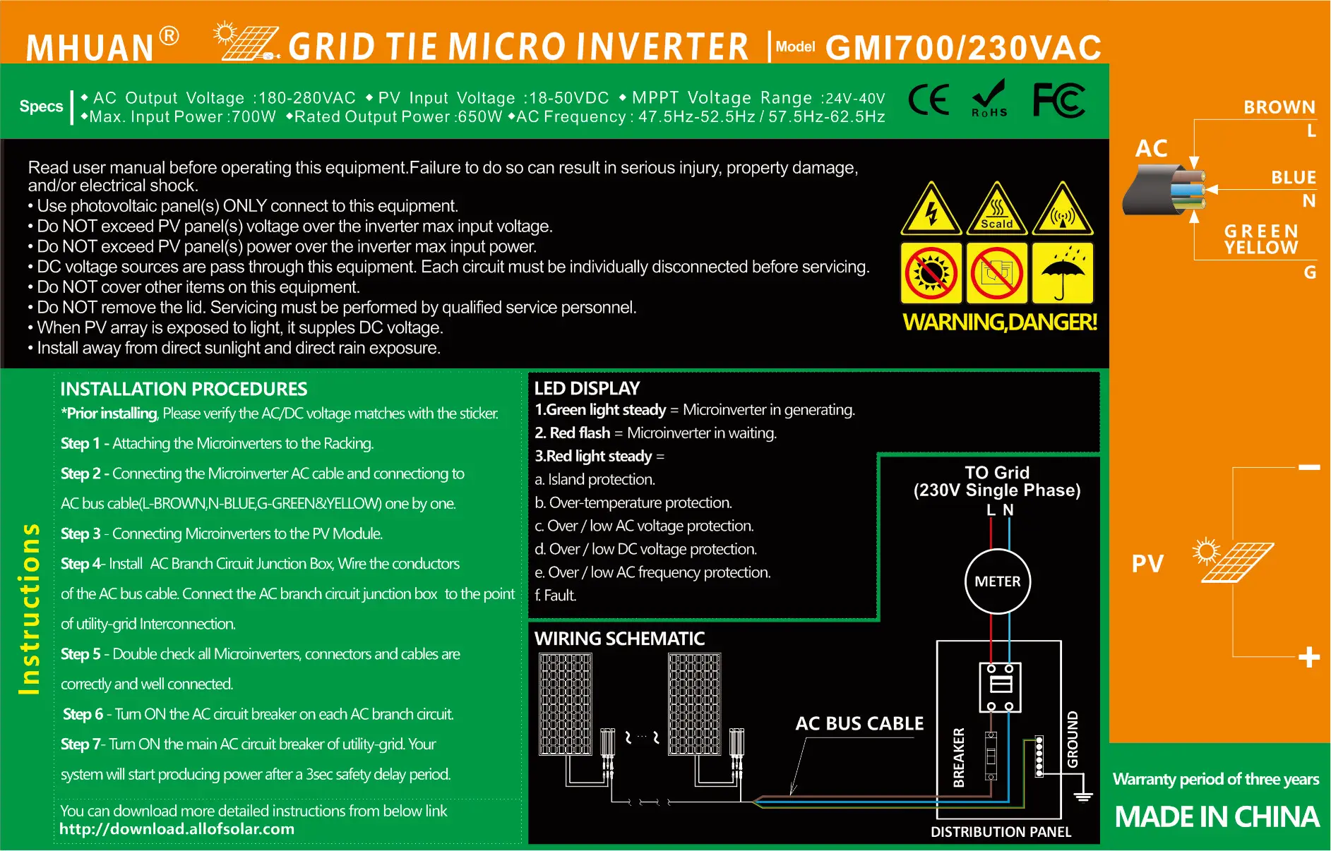 NEW MPPT micro grid-Tie inverter 300W 350W 500W 600W 700W input voltage DC26-46V to AC120V/230V 50/60HZ home use 65