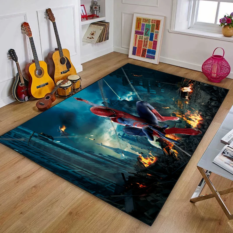 

Disney Spiderman Rug Kids Boys Spiderman Door Mat Children's Playmat Rug Captain America Carpet for Living Room Non-slip Floor