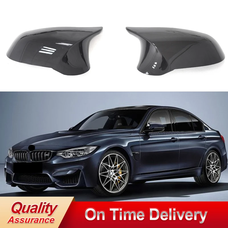 

2 pieces Rearview Mirror Cover Cap Carbon Black for 3 Series F30 M3 Style Wing Rear View Mirror Case Cover Glossy Black