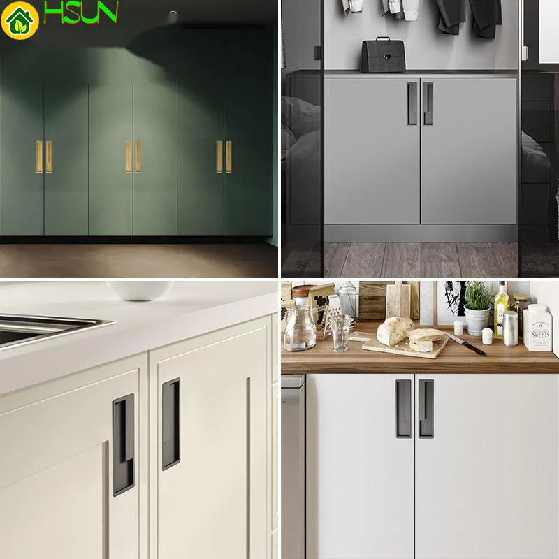 Современная простая Скрытая ручка для выдвижного ящика невидимая Матовая