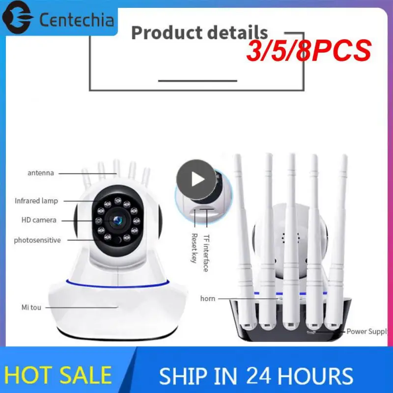 

3/5/8PCS Robot Camera 1080p Hd 5 Antennas Surveillance Camera 360 Rotation Wifi Connection Wifi Ip Camera Smart Home 1.3 Mp