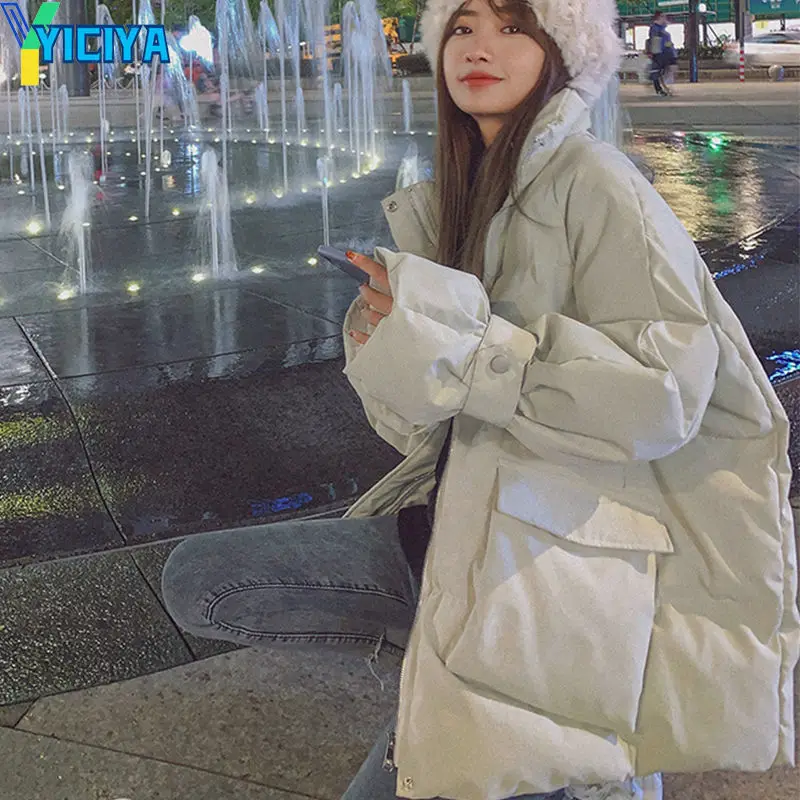 YICIYA 2023 Women's Winter Jackets Parkas Loose Thicken Warm Parkas Stand Collar Fashion Women Jacket Streetwear Female Clothing