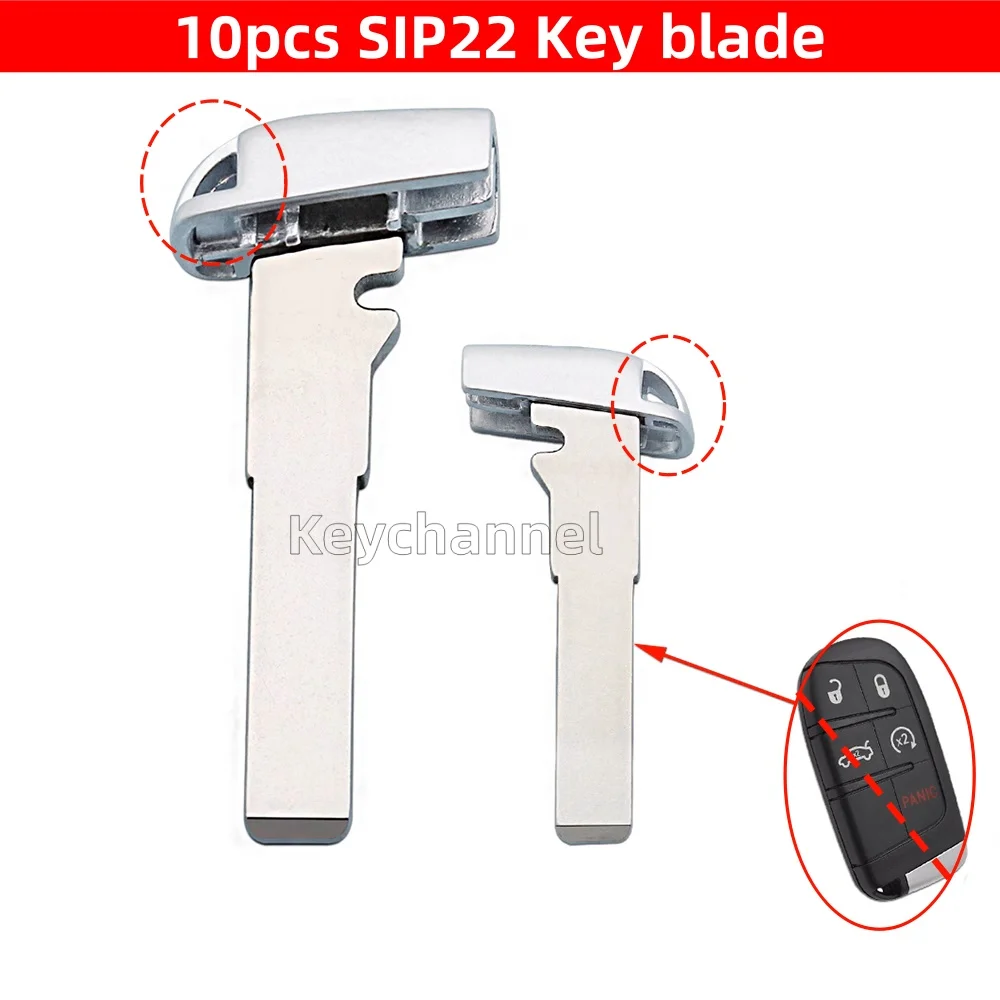 10 шт. SIP22 автомобильный смарт-ключ, аварийная вставка, дверной ключ, дистанционный брелок без ключа, заготовка для Jeep Renegade Compass Fiat Dodge