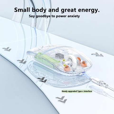 Беспроводная игровая мышь kebidumei прозрачная 2.4G  RGB