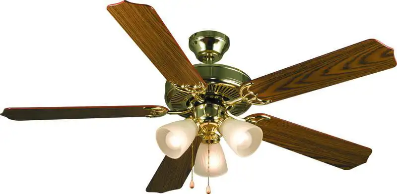 

52" Ceiling Fan with Bright Brass Finish