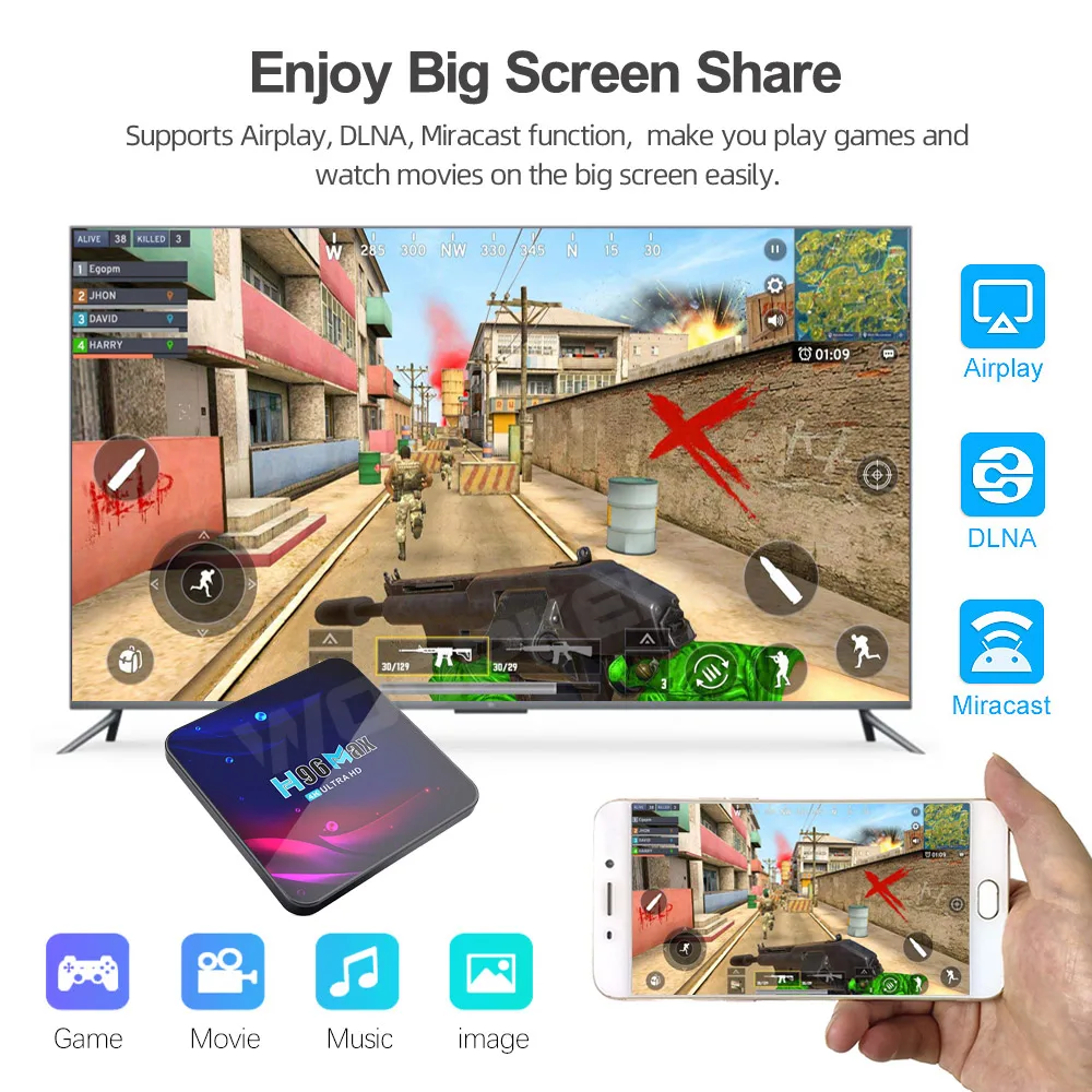 Woopker H96 Max TV Box V11 Rockchip RK3318 Android 11 Dual WiFi 2.4G/5G BT 4.0 4K HDR 10.0 Smart Digital Television Set Tops