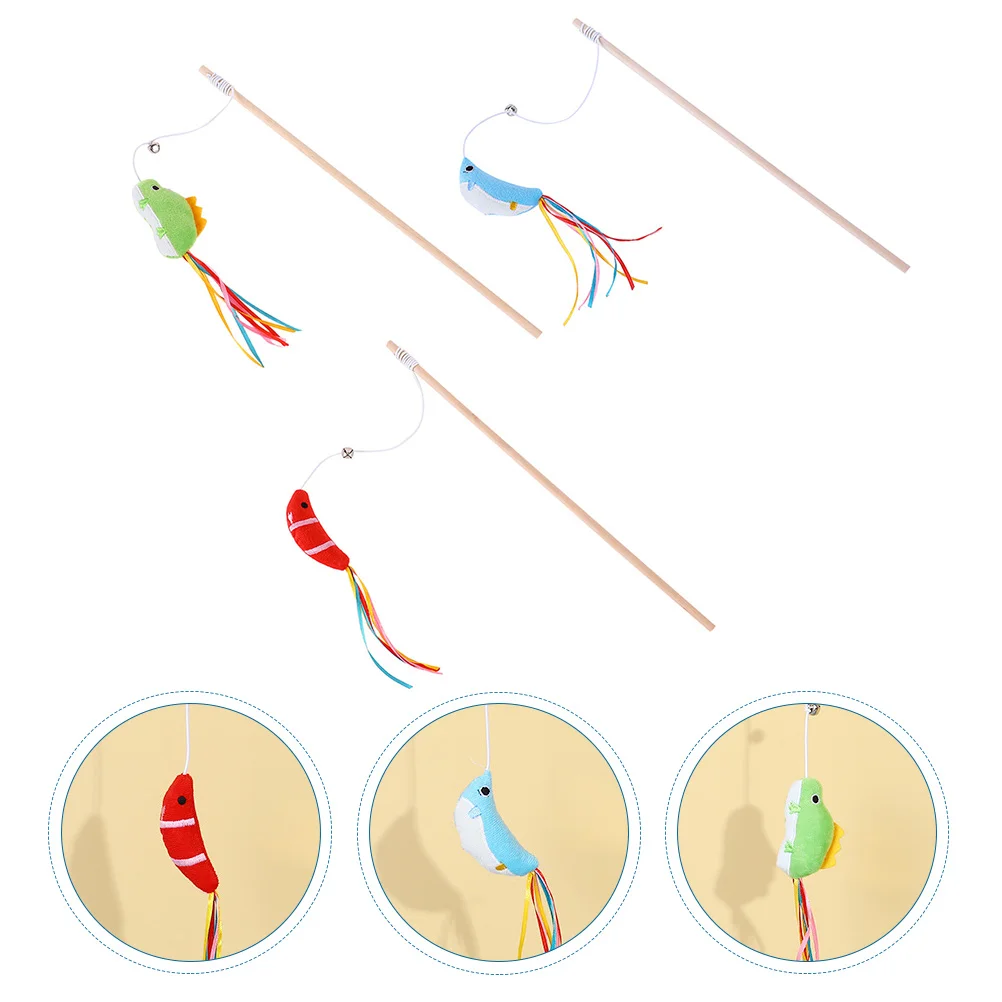 

3Pcs Bite-resistant Cat Teaser Stick Interactive Teaser Wand Cat Plaything Cat Supply