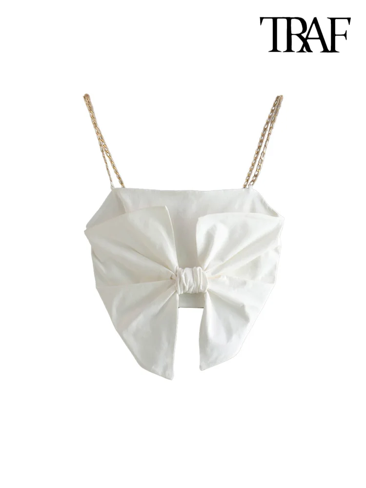 

Топ женский укороченный с бантом, открытой спиной и цепочкой