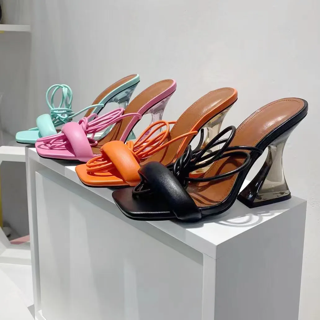 

Brand Women Sandals Fashion Sexy Summer Shoes Gladiator Clip Toe High Heels Women Cross Tied Squre Toe Pumps Ladies Party Shoes