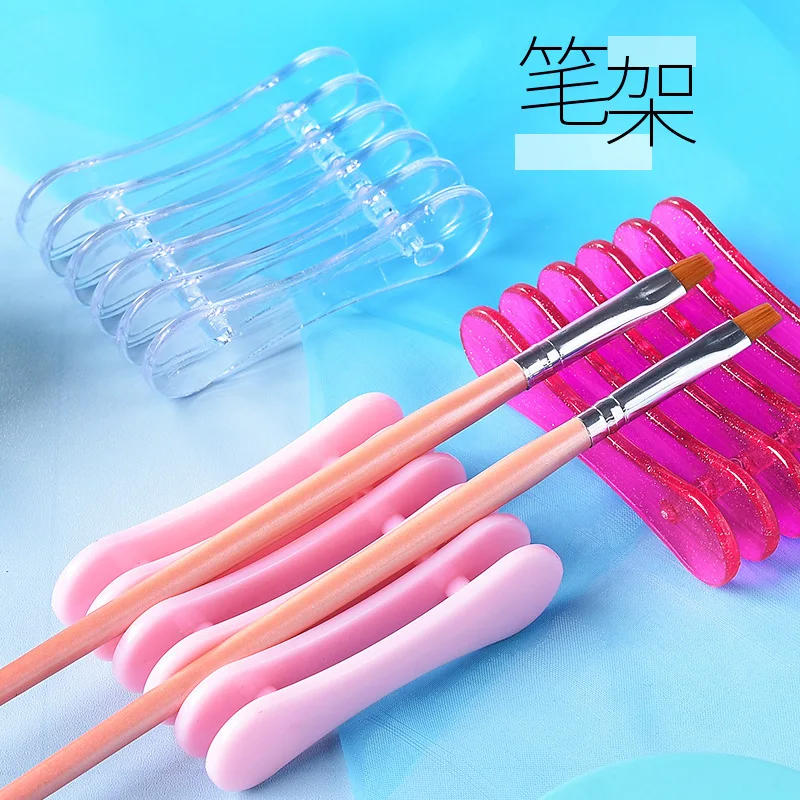 

5 Grids Nail Art Painting Brush Holder 3-Colors Portable Acrylic Nail Brush Pen Holder UV Gel Brush Display Holder Manicre Tools