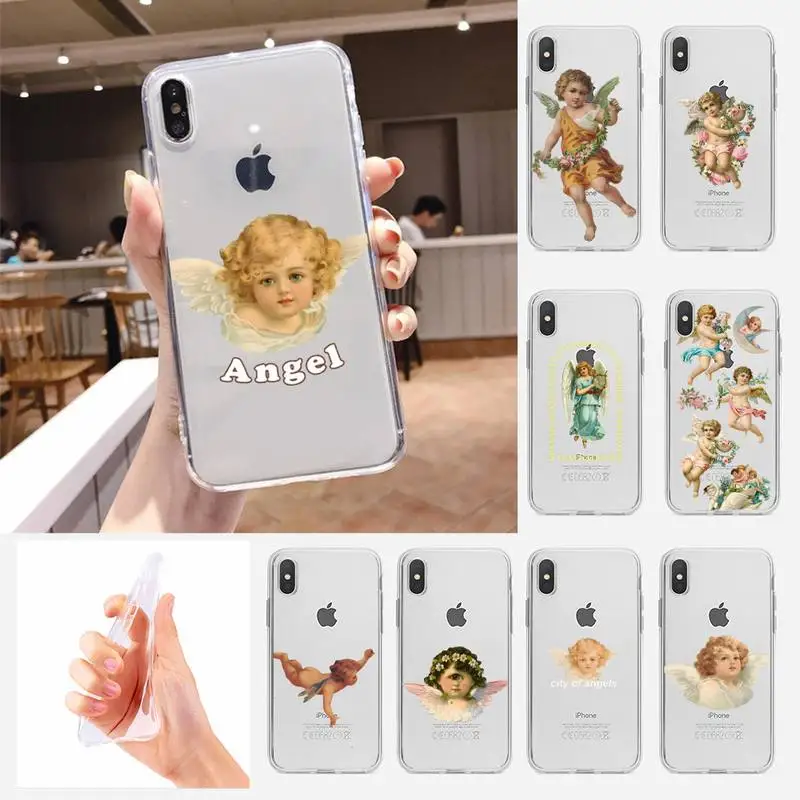 

Cartoon Angel Baby Phone Case for Samsung S6 S7edge S7 S8 S9 S10 Plus S10E S20 S30 S21 Ultra S20fe Transparent Funda Shell Cover