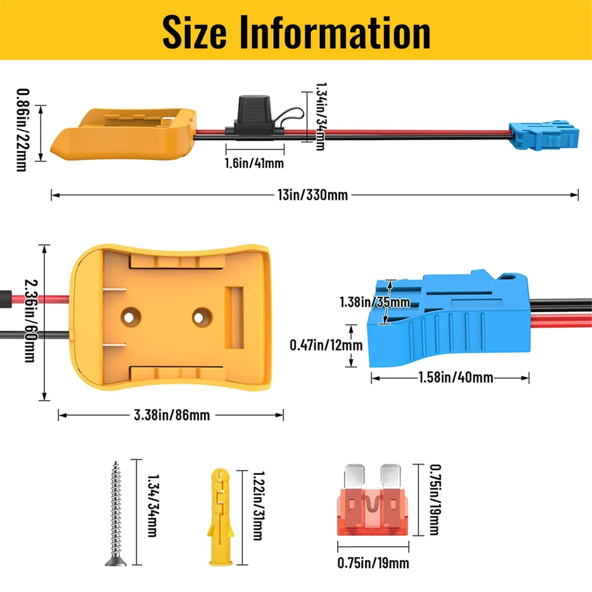 Адаптер для силовых колес аккумулятора Dewalt 20 в с соединителем жгута проводов