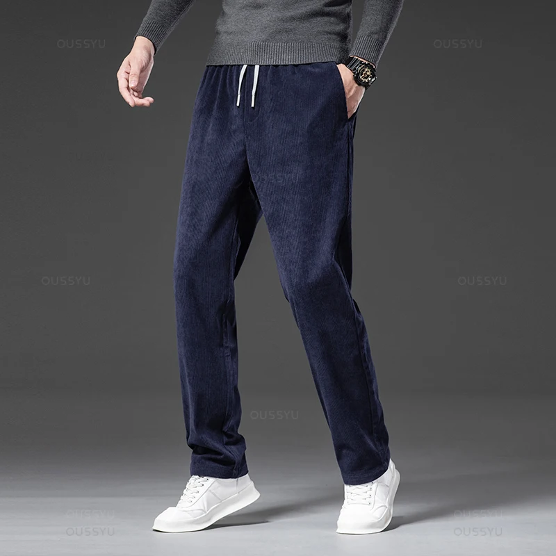 Брюки мужские вельветовые теплые деловые мешковатые прямые повседневные брюки