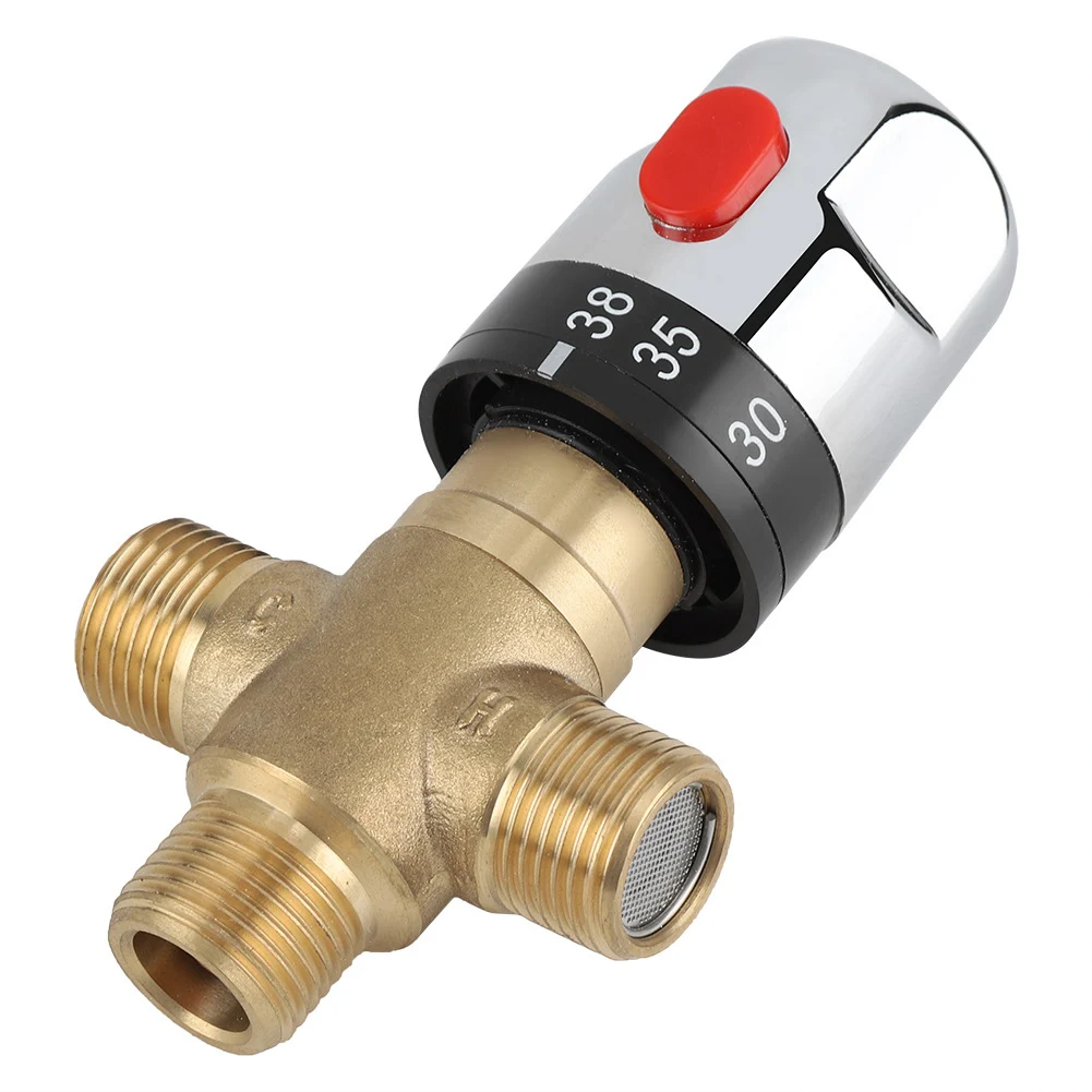 

Brass Pipe Thermostat Faucet Thermostatic Mixing Valve 3-Way Brass Mixing Valve Bathroom Water Temperature Control Faucet