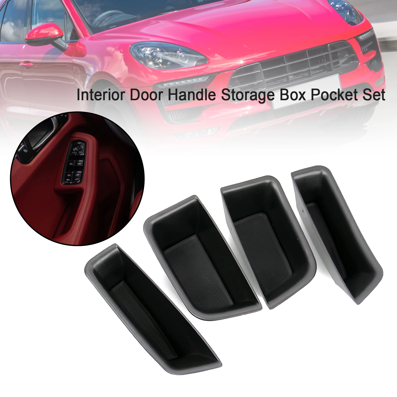 

Topteng 4PCS Interior Door Handle Storage Box Pocket For 2015-2021 Porsche Macan