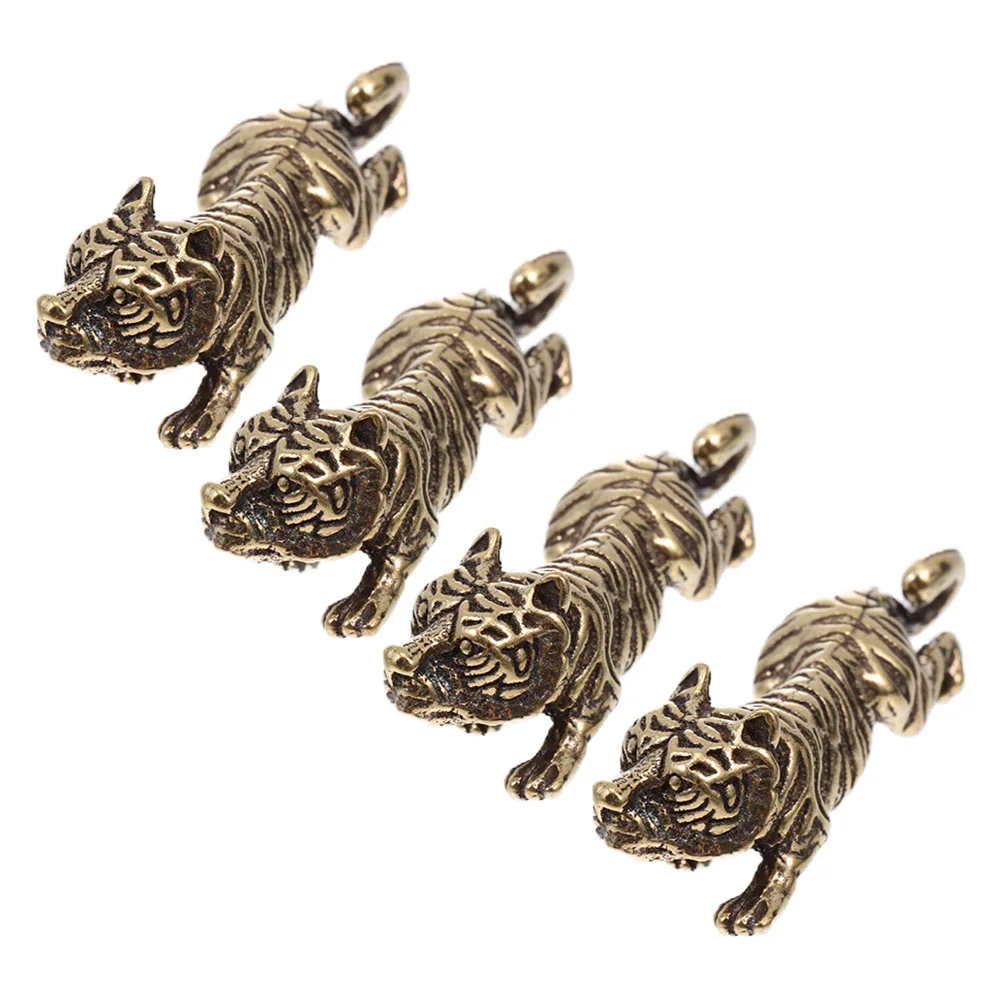 

4Pcs Decorative Tiger Figurine Copper Craft Tiger Tabletop Decor Delicate Decor