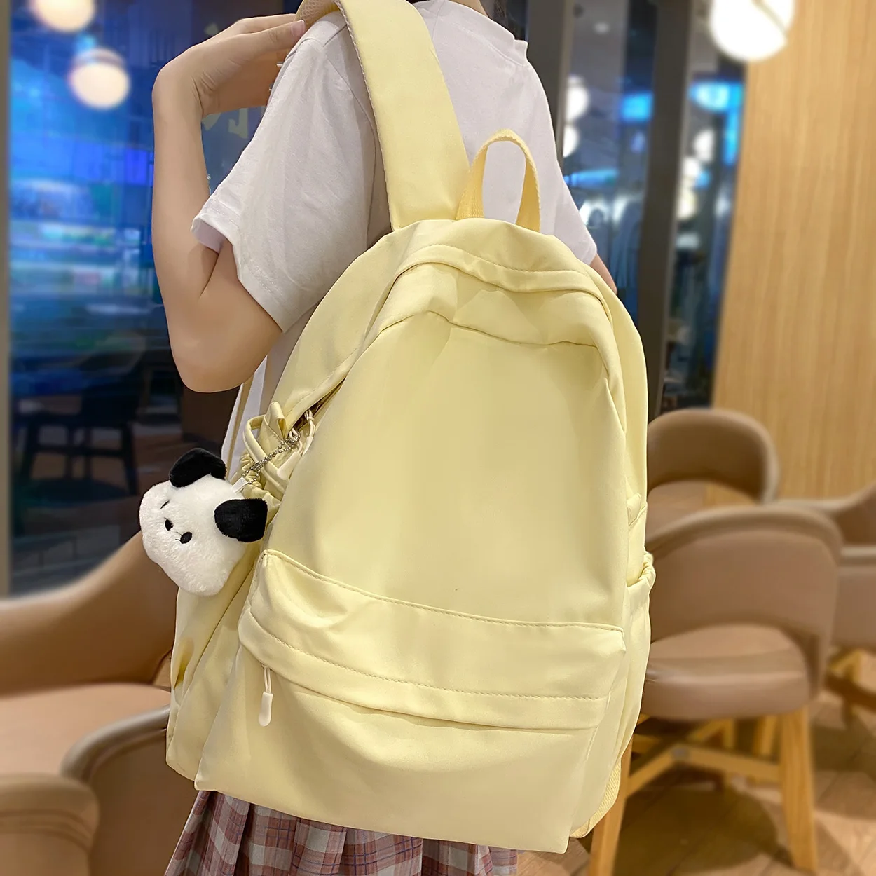 

Women Yellow Waterproof Kawaii College Backpack Student Trendy Female School Bag Cute Ladies Travel Laptop Girl Book Bag Fashion