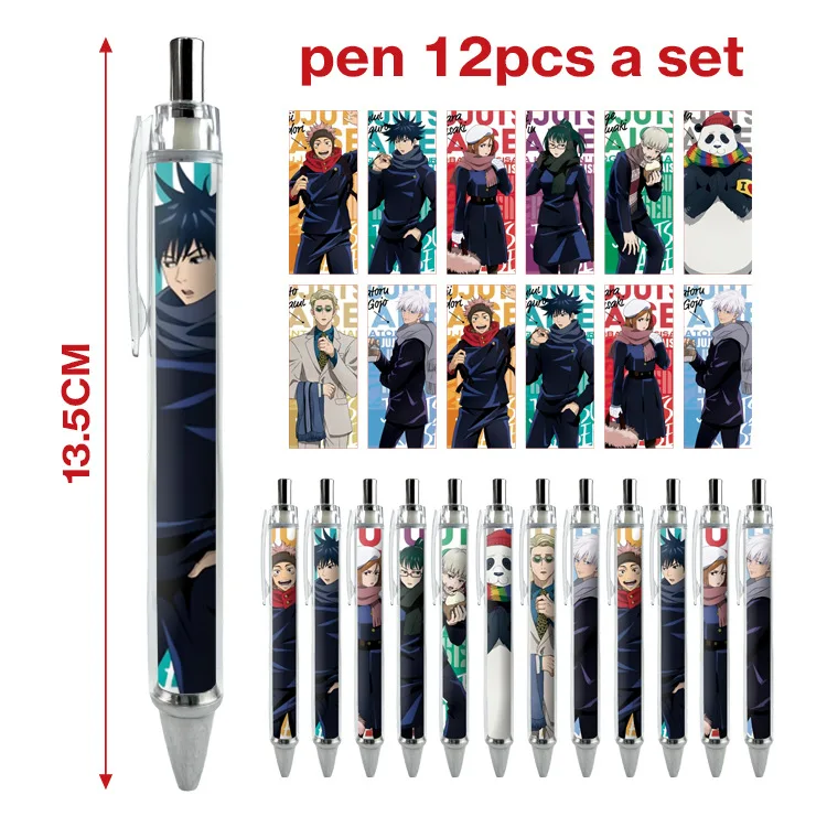 

12PCS Jujutsu Kaisen Ballpoint Pens Itadori Yuji Fushiguro Megumi Gojo Satoru Stationery Anime Caneta Student Writing Supplies