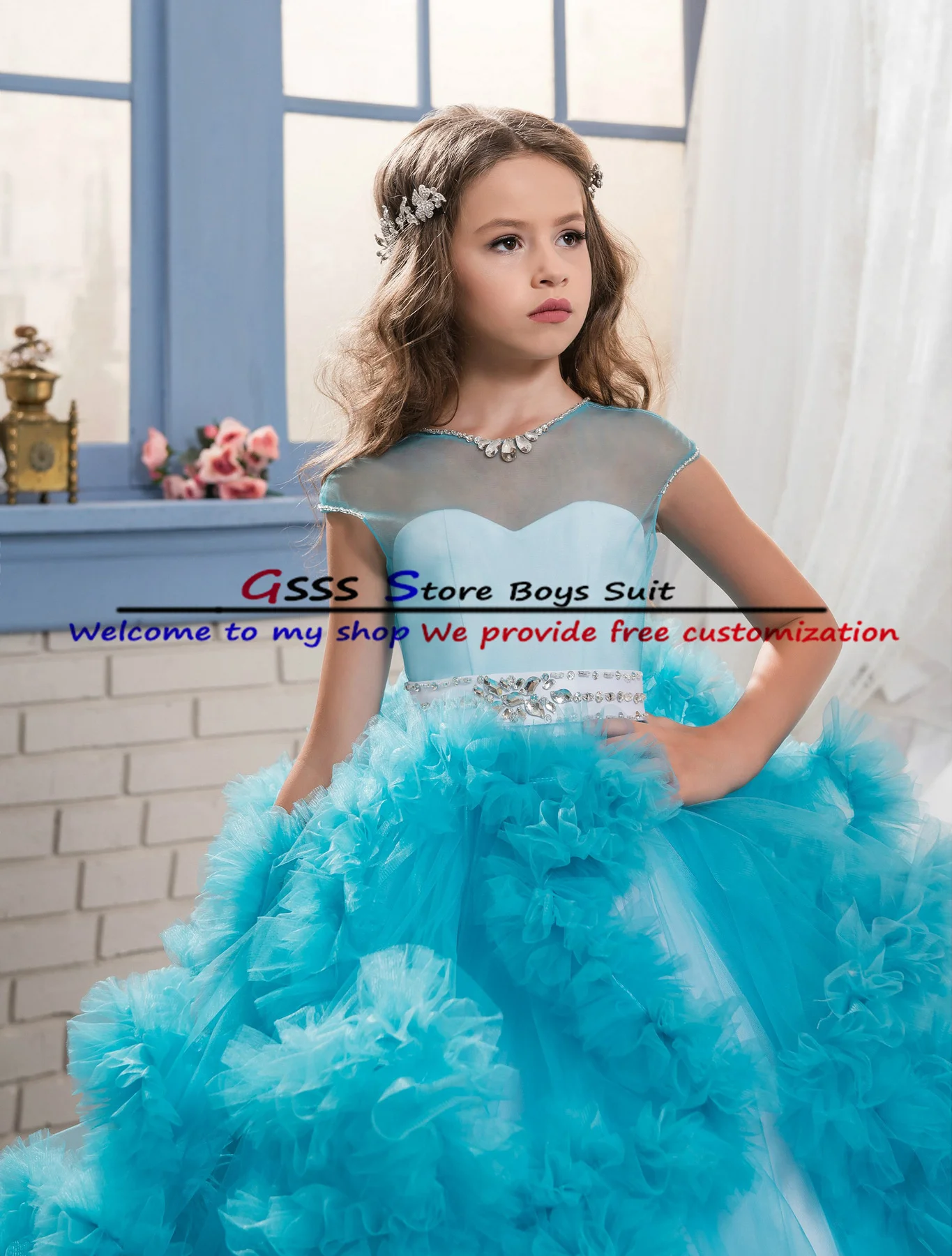 Children's Princess Dress Flower children Dress Wedding Dress Long Mopping Performance Formal Skirt enlarge