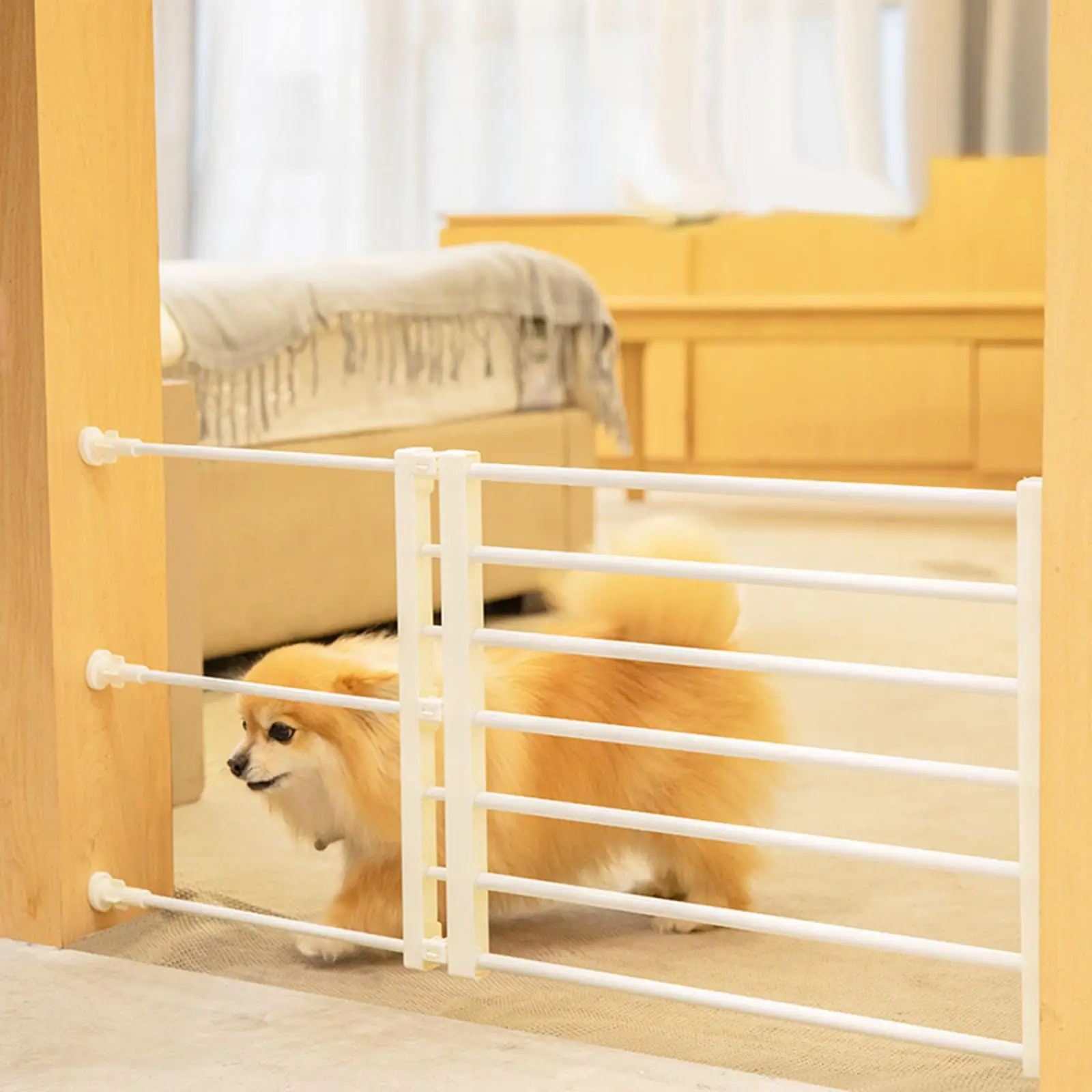 Portão Retrátil Portátil para Cães de Estimação Proteção Ajustável Cerca Barreira para Bebês Portão de Escada para Pátio Gramado Jardim Escadas Entrada
