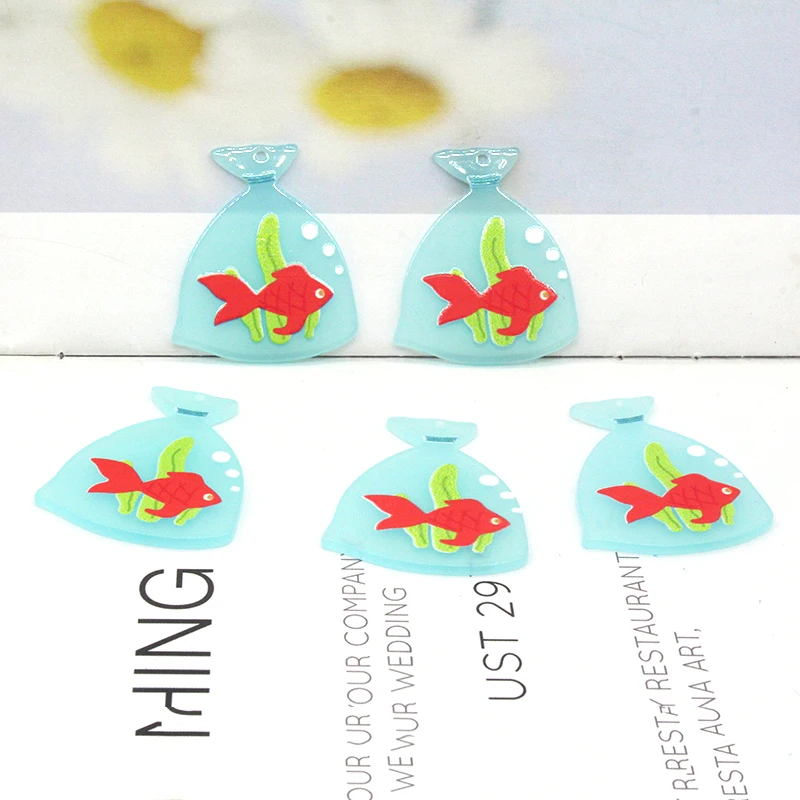10 шт./упаковка Океанский стиль Акриловые украшения для сережек в виде мешков с рыбой Милые забавные морские ожерелья, брелоки для ключей и кулоны для ювелирных изделий своими руками D155.