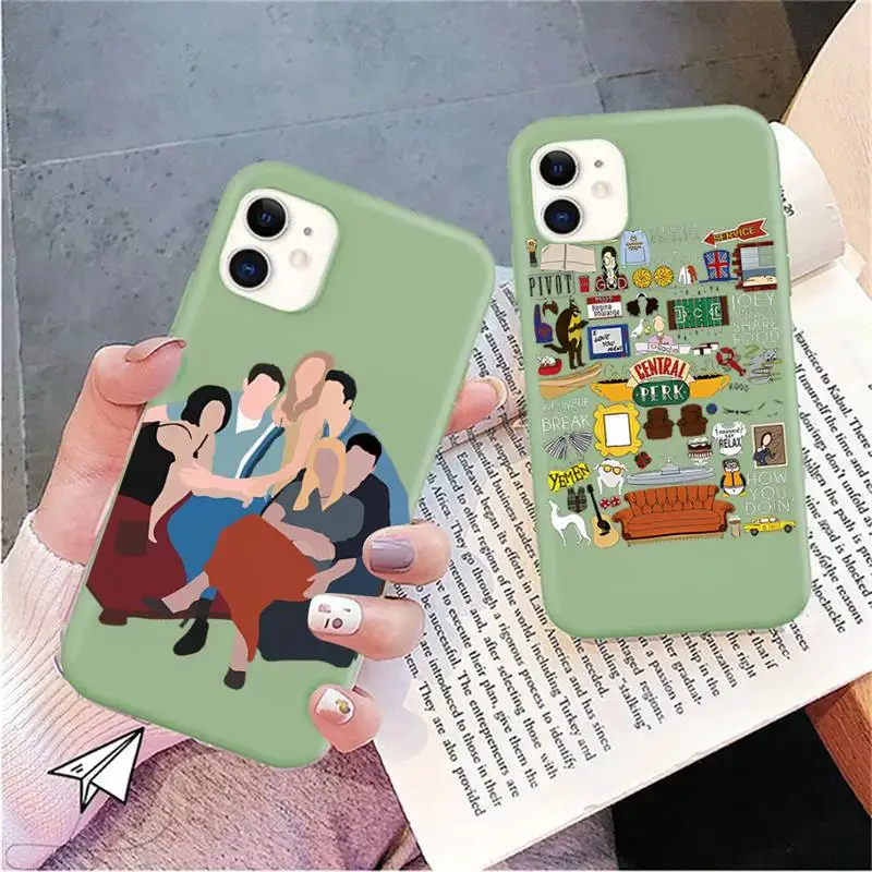 

Friends Tv Show Phone Case for iPhone 11 12 13 Mini Pro Xs Max 8 7 6 6S Plus X XR Solid Candy Color Case