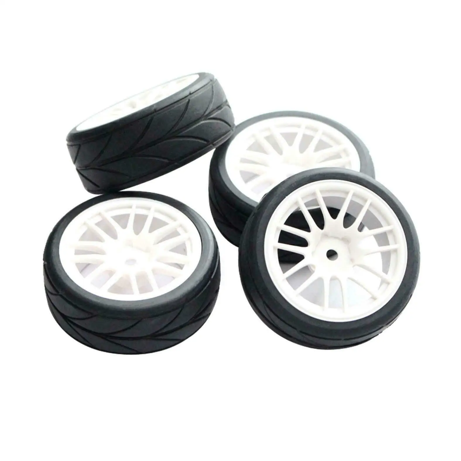 

4pcs Soft Rubber Tires Tyres Wheel Rim 12mm Hub for 1/10 RC On Road Car 22021W